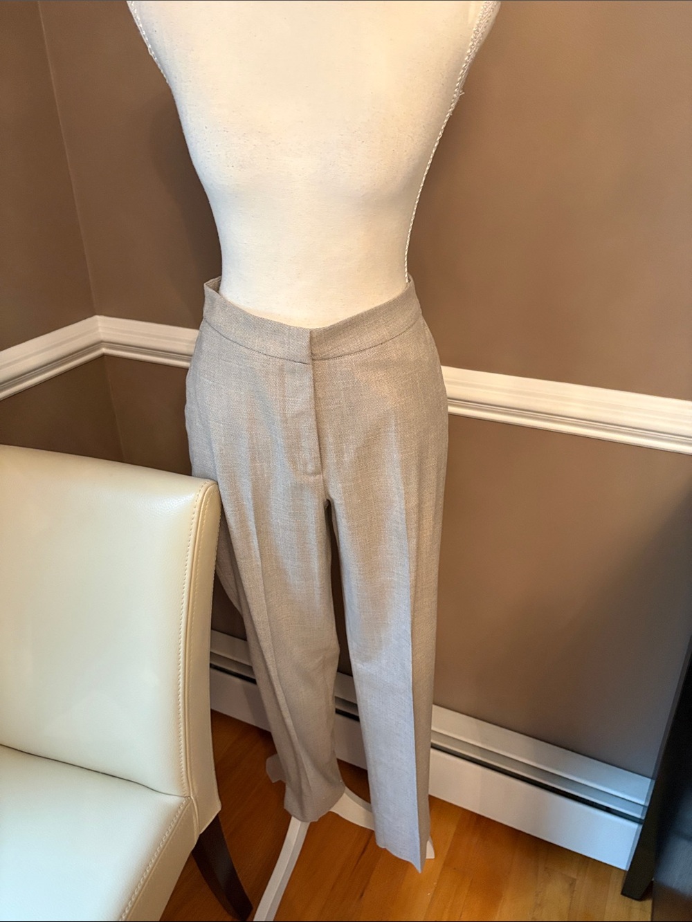 H&M Light Gray Tailored High-Waist Straight Trousers
